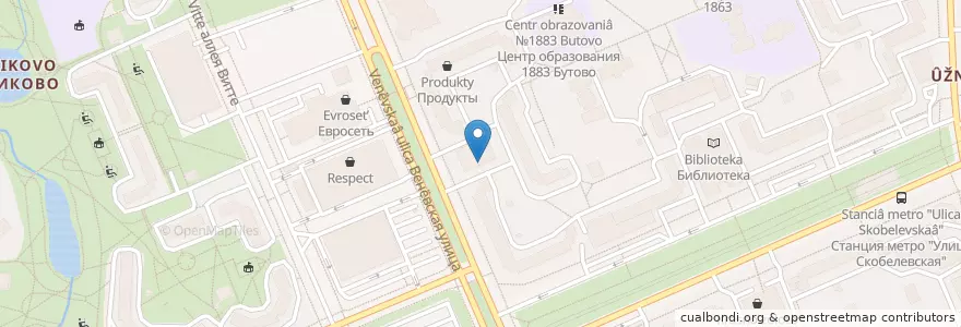 Mapa de ubicacion de Молочно-раздаточный пункт en Russia, Distretto Federale Centrale, Москва, Юго-Западный Административный Округ, Južnoe Butovo.