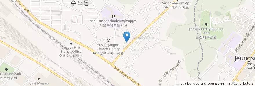 Mapa de ubicacion de 서서울농협 수색지점 en Güney Kore, Seul, 마포구, 은평구, 수색동.