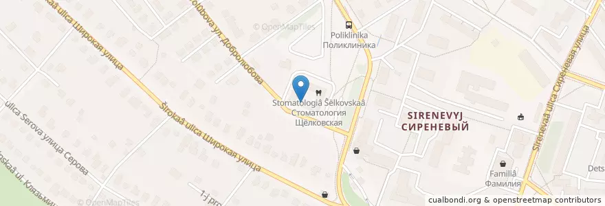 Mapa de ubicacion de Городская поликлиника № 1 en Rusland, Centraal Federaal District, Oblast Moskou, Городской Округ Щёлково.