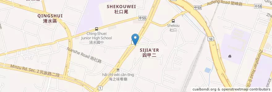 Mapa de ubicacion de 真好吃早中晚自助餐館. en Taiwan, Taichung, 清水區.