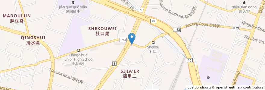 Mapa de ubicacion de 巷仔內古早味紅茶冰 en 臺灣, 臺中市, 清水區.