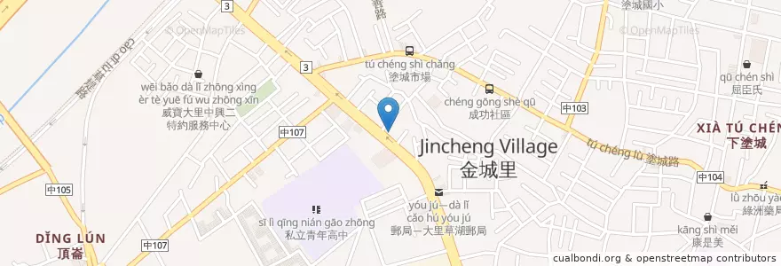 Mapa de ubicacion de 曲肯叔叔美式炸雞 en Tayvan, Taichung, 大里區.