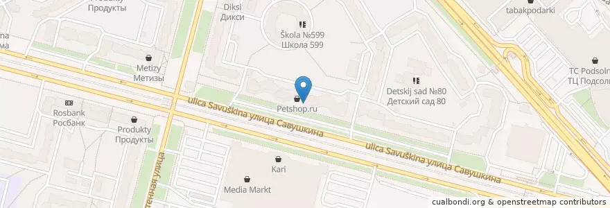 Mapa de ubicacion de Открытие en Russland, Föderationskreis Nordwest, Oblast Leningrad, Sankt Petersburg, Приморский Район, Округ № 65.