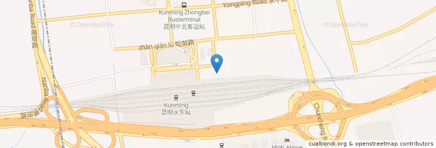 Mapa de ubicacion de 昆明站派出所 en 中国, 雲南省, 昆明市, 官渡区, 关上街道, 太和街道.
