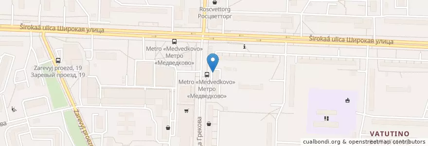 Mapa de ubicacion de Московский Кредитный Банк en Rusia, Центральный Федеральный Округ, Москва, Северо-Восточный Административный Округ, Район Северное Медведково.