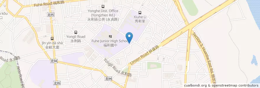Mapa de ubicacion de 福和國中地下停車場 en Тайвань, Новый Тайбэй, 永和區.