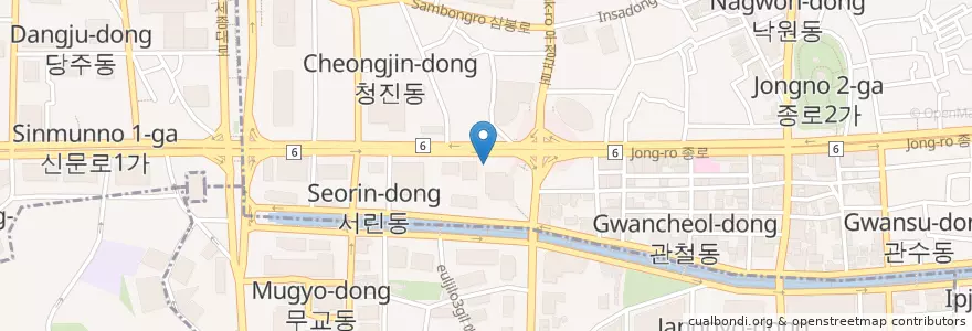 Mapa de ubicacion de 종각역 1번출고 앞 en 대한민국, 서울, 종로1·2·3·4가동.