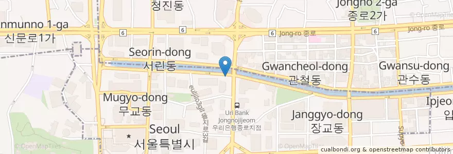 Mapa de ubicacion de 광교사사거리 남측 en 大韓民国, ソウル, 明洞.