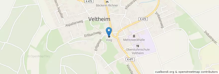 Mapa de ubicacion de Postagentur 5106 Veltheim Volg en İsviçre, Aargau, Bezirk Brugg.