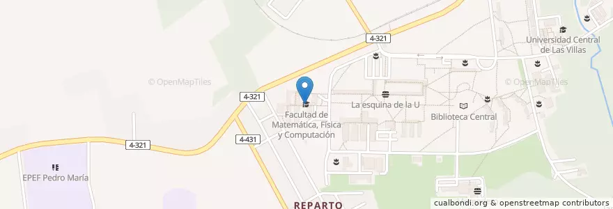 Mapa de ubicacion de Facultad de Matemática, Física y Computación en 쿠바, Villa Clara, Santa Clara, Ciudad De Santa Clara.