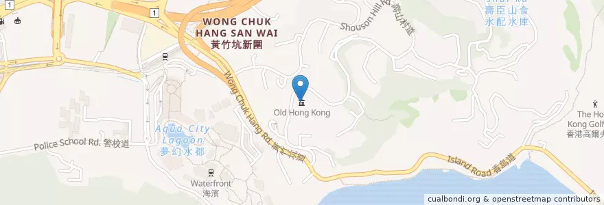 Mapa de ubicacion de Old Hong Kong en China, Cantão, Hong Kong, Ilha De Hong Kong, Novos Territórios, 南區 Southern District.