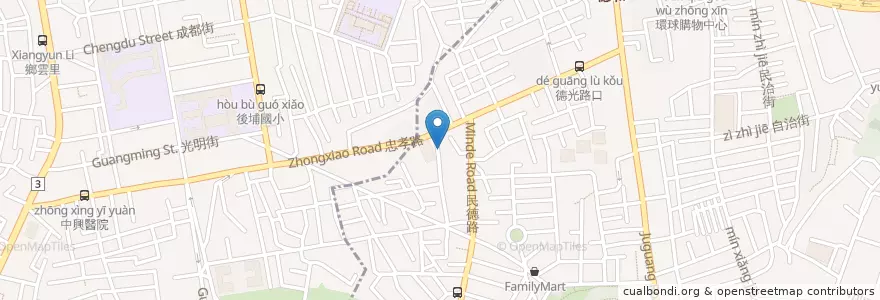 Mapa de ubicacion de 德光國光街口 en Тайвань, Новый Тайбэй, 中和區, 板橋區.