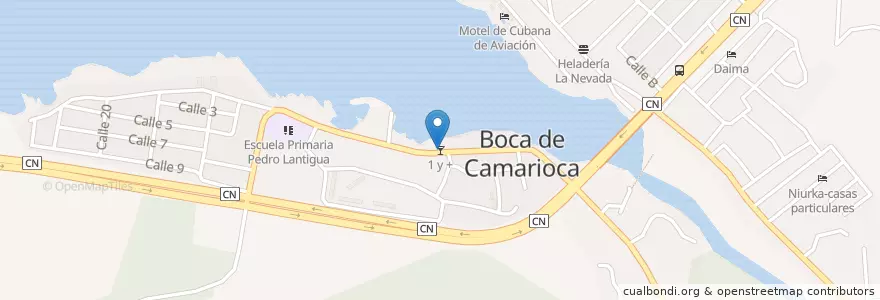 Mapa de ubicacion de 1 y + en Cuba, Matanzas, Cárdenas.
