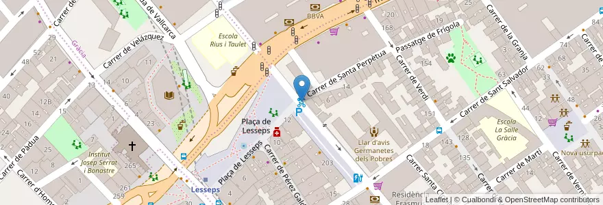Mapa de ubicacion de 472 - (PK) Carrer del Torrent de l’Olla 221 en 西班牙, Catalunya, Barcelona, Barcelonès, Barcelona.