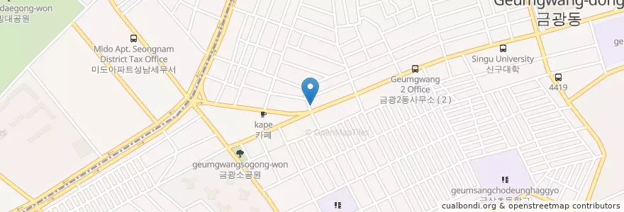 Mapa de ubicacion de 금광동 우체국 en South Korea, Gyeonggi-Do, Jungwon-Gu.