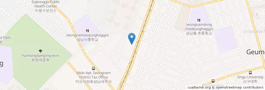 Mapa de ubicacion de 우체통 en 대한민국, 경기도, 수정구.