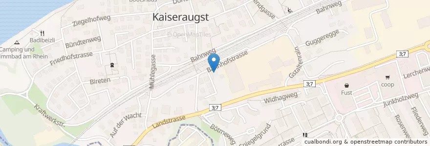 Mapa de ubicacion de Hotel Bahnhof en スイス, Aargau, Bezirk Rheinfelden, Kaiseraugst.