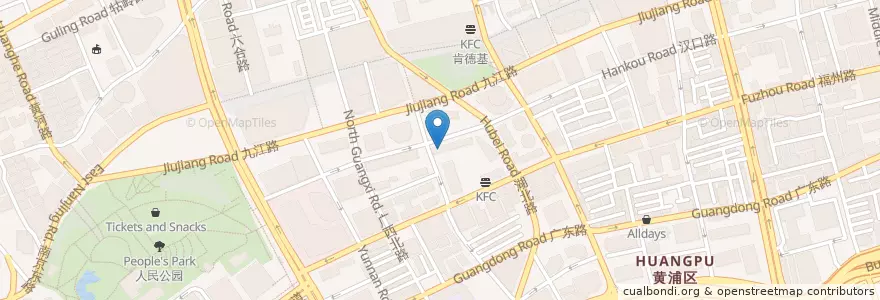 Mapa de ubicacion de 西北风味餐厅 en چین, شانگهای, منطقه هوانگ‌پو، شانگهای.