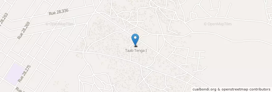 Mapa de ubicacion de Taab Tenga I en Burkina Faso, Mitte, Kadiogo, Ouagadougou.
