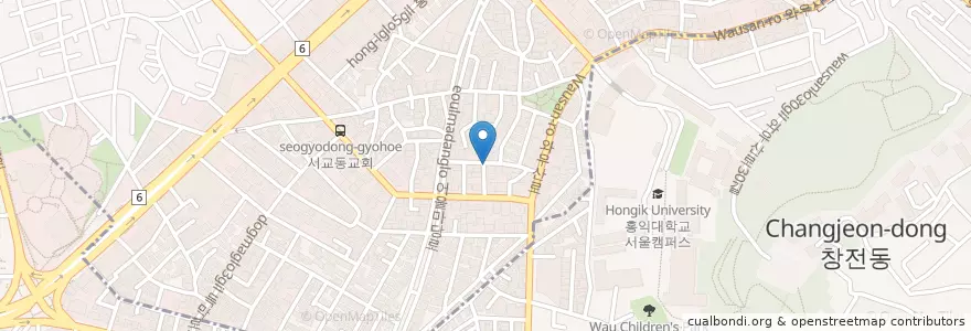 Mapa de ubicacion de コヨナム en 大韓民国, ソウル, 麻浦区, 西橋洞.