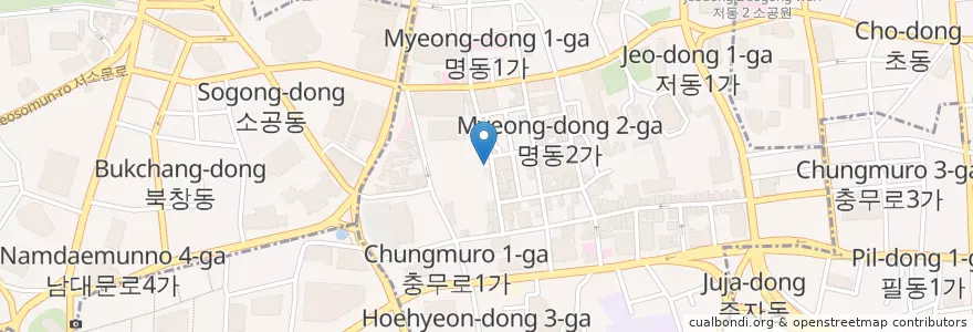 Mapa de ubicacion de Hello Kitty Cafe en Corea Del Sud, Seul, 중구, 명동.