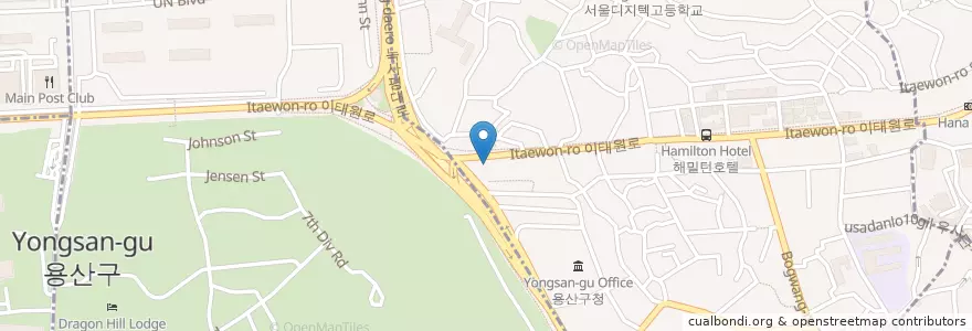 Mapa de ubicacion de Cake shop en Coreia Do Sul, Seul, 용산구, 용산2가동, 이태원1동.