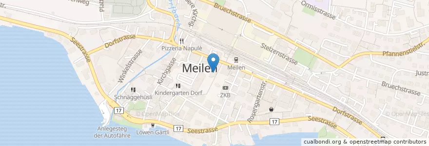 Mapa de ubicacion de Dr. med. d.D. Rusterholz - Ohren- Nasen-Halskrankheiten (ORL) en Suisse, Zurich, Bezirk Meilen, Meilen.