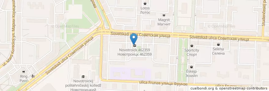 Mapa de ubicacion de Новотроицк 462359 en Rússia, Приволжский Федеральный Округ, Оренбургская Область, Городской Округ Новотроицк.