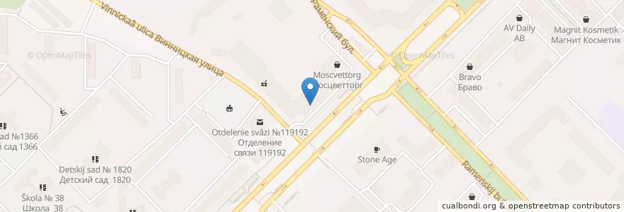 Mapa de ubicacion de ЮниКредит Банк en Rusland, Centraal Federaal District, Moskou, Западный Административный Округ, Район Раменки.