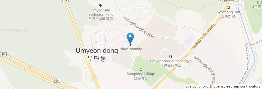 Mapa de ubicacion de slow monday en 大韓民国, ソウル, 瑞草区, 양재1동.