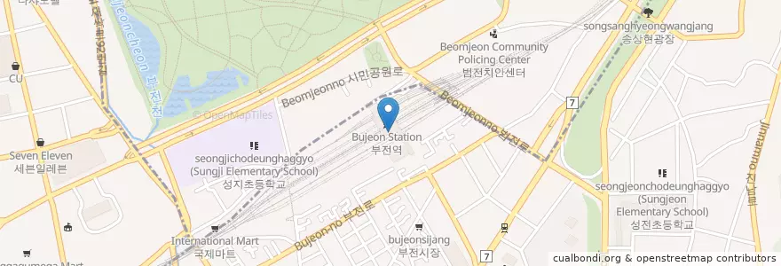 Mapa de ubicacion de 1회용 승차권 및 교통카드 충전기 en Zuid-Korea, Busan, 부산진구.
