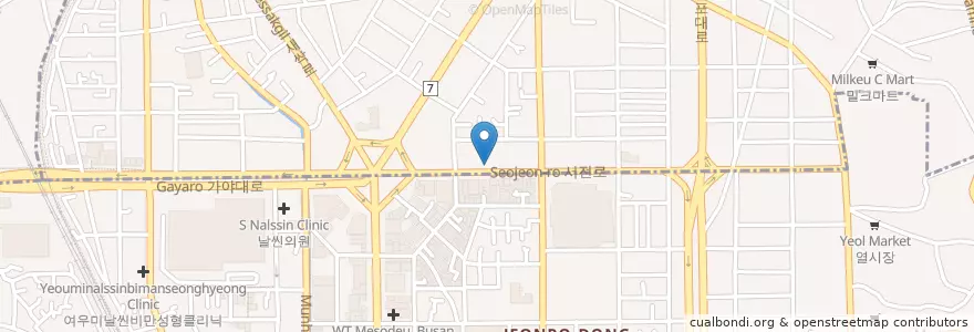 Mapa de ubicacion de 이디야 커피 en 대한민국, 부산, 부산진구, 부전동.