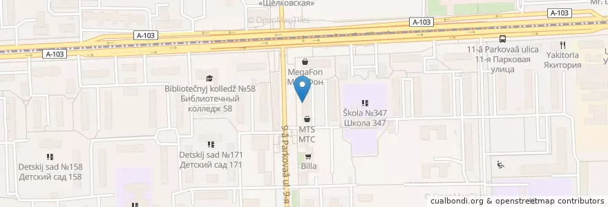 Mapa de ubicacion de Самсон Фарма en Rusland, Centraal Federaal District, Moskou, Восточный Административный Округ, Район Северное Измайлово.