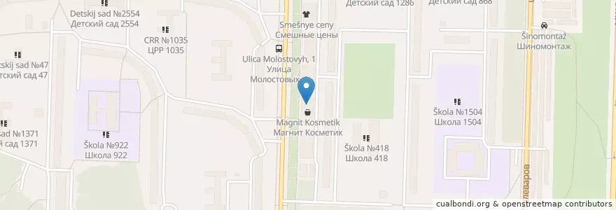 Mapa de ubicacion de Домино en Rusland, Centraal Federaal District, Moskou, Восточный Административный Округ, Район Ивановское.