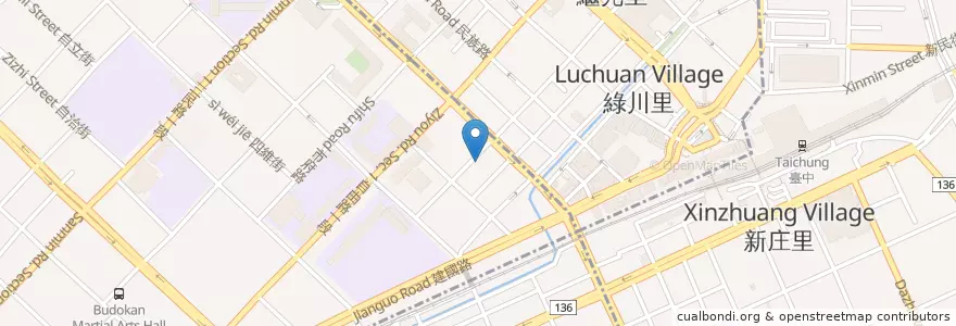 Mapa de ubicacion de 瑪登布魯 en Tayvan, Taichung, 西區.