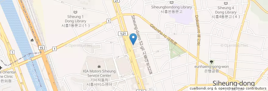 Mapa de ubicacion de 우리은행 시흥동지점 en 대한민국, 서울, 금천구, 시흥1동.