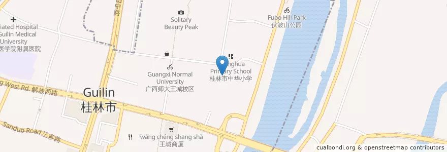 Mapa de ubicacion de Coco Creperie en 中国, 广西壮族自治区, 桂林市.