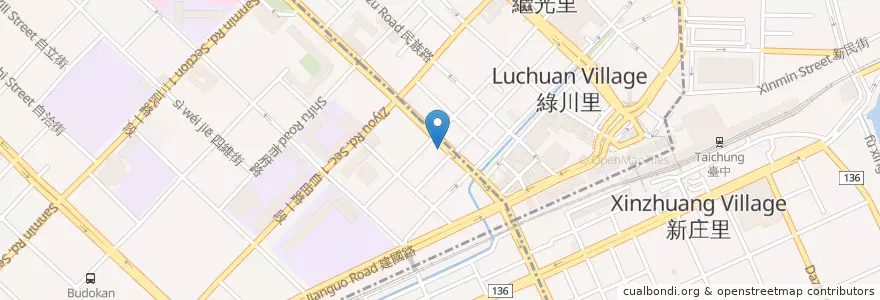Mapa de ubicacion de 酷!樂選沙拉店 en 타이완, 타이중 시, 시 구.
