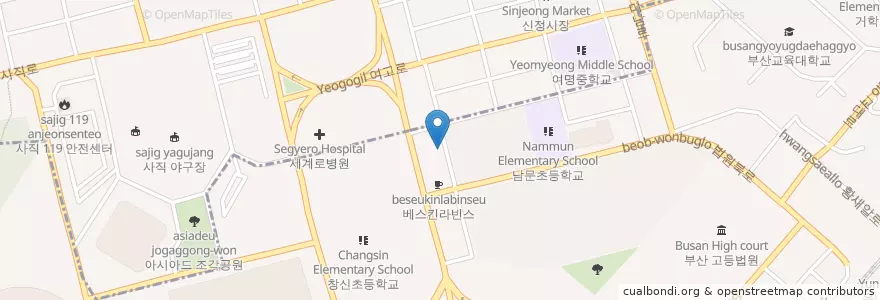 Mapa de ubicacion de 만포장회전문점 en 대한민국, 부산, 거제동.