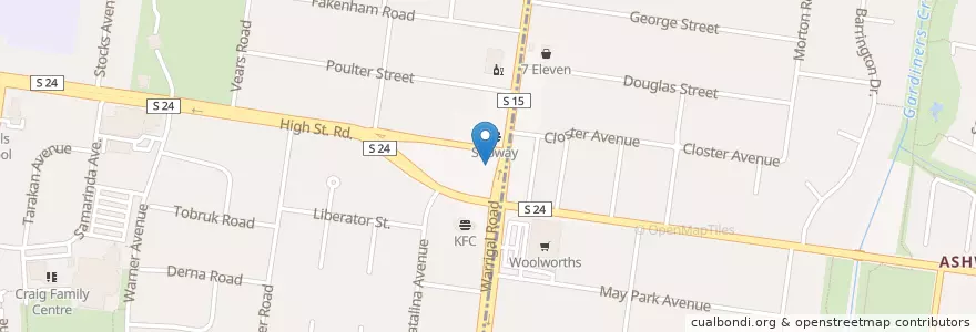 Mapa de ubicacion de St Matthew's en Avustralya, Victoria, City Of Monash.