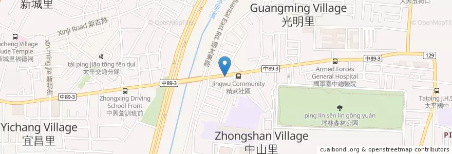Mapa de ubicacion de 啤酒桶小吃店 en 台湾, 台中市, 太平区.