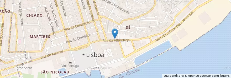 Mapa de ubicacion de Alfândega en Portugal, Lissabon, Grande Lisboa, Lissabon, Santa Maria Maior.