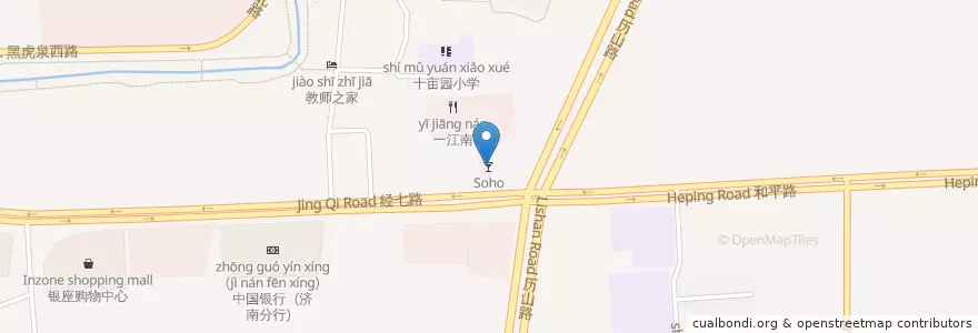 Mapa de ubicacion de Soho en China, Shandong, 济南市, 历下区, 解放路街道.