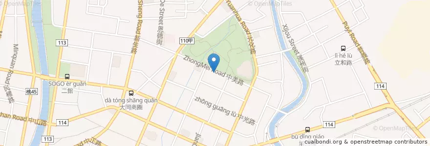 Mapa de ubicacion de 舒果新米蘭蔬食 en Taïwan, Taoyuan, District De Zhongli.