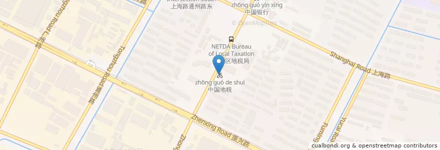 Mapa de ubicacion de 中国地税 en 中国, 南通市, 崇川区, 中兴街道.