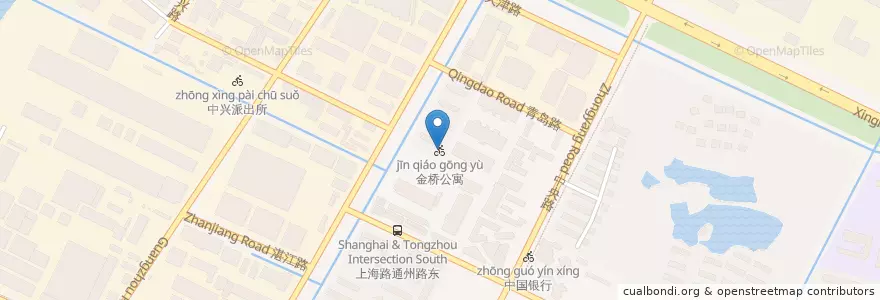 Mapa de ubicacion de 金桥公寓 en China, Nantong City, Chongchuan District, 中兴街道.
