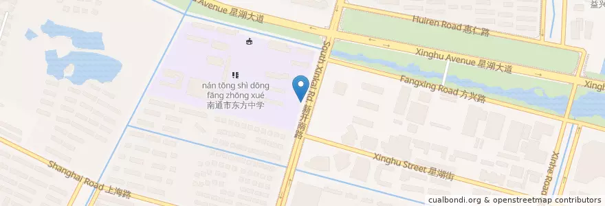 Mapa de ubicacion de 东方中学 en 中国, 南通市, 崇川区, 新开街道, 中兴街道.