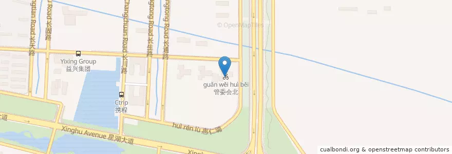 Mapa de ubicacion de 管委会北 en 중국, 南通市, 崇川区, 新开街道.