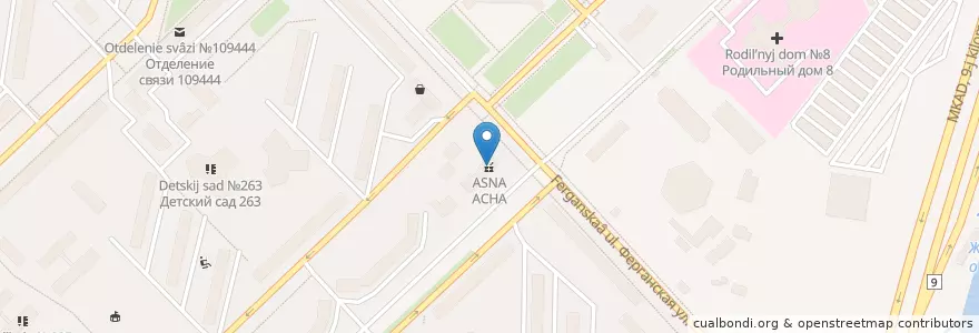 Mapa de ubicacion de АСНА en Rusya Federasyonu, Центральный Федеральный Округ, Москва, Юго-Восточный Административный Округ, Район Выхино-Жулебино.