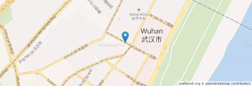 Mapa de ubicacion de Guài Wèi Yīyuán Lù Shāobǐng en China, Hubei, Wuhan, Jiang'an District, 一元街道.